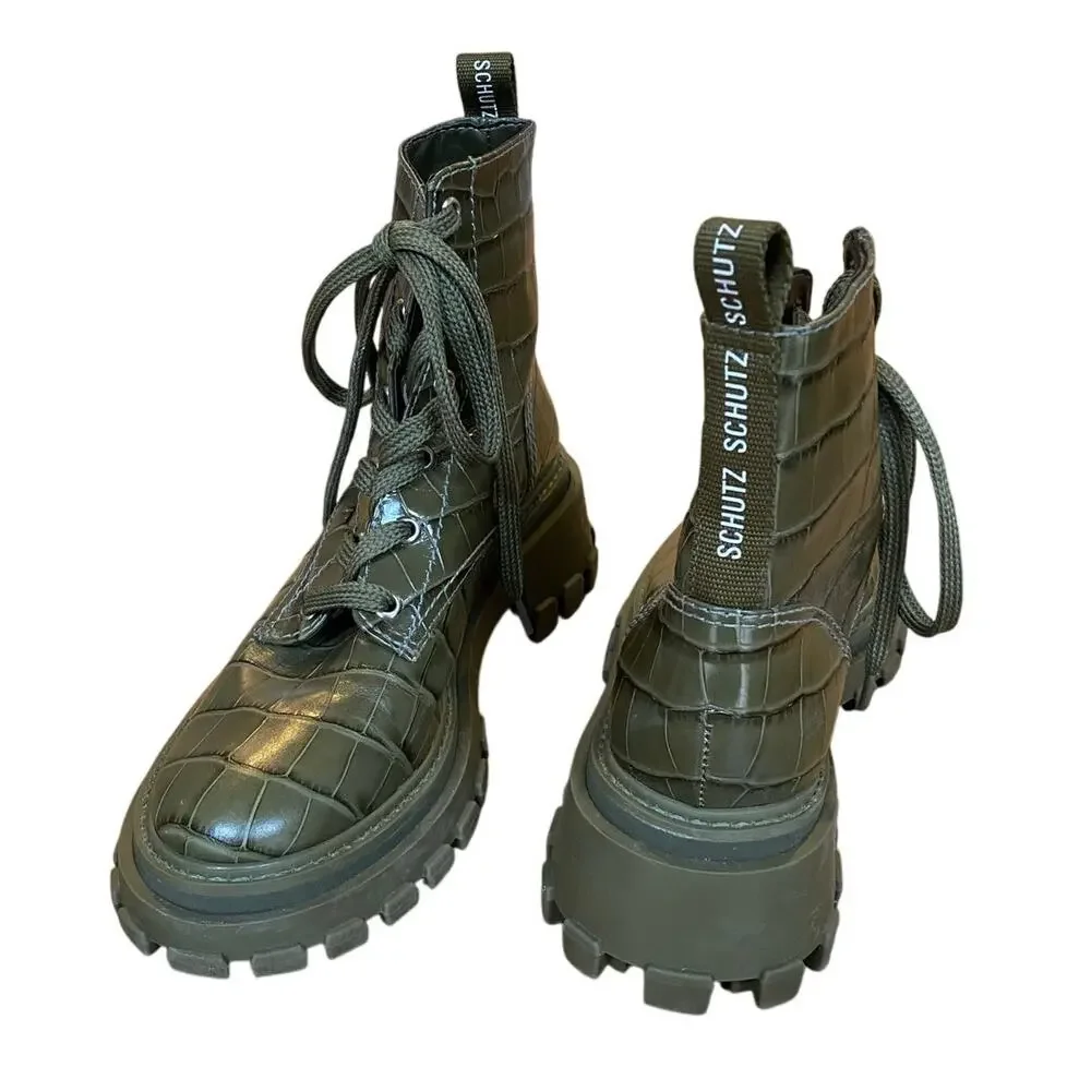 Schutz women’s Orly military boot green size 8 - Picture 3 of 8